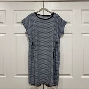 T by Talbots Zip Pocket Adjustable Waist Geometric Midi Dress Womens Size Large